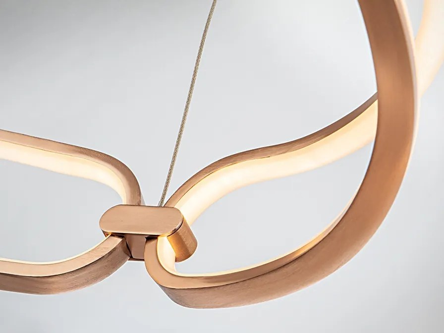 Lustra LED suspendata design ultra-modern, dimabila cu telecomanda, 60cm Colette auriu roze