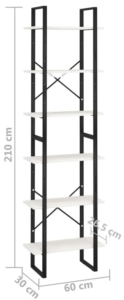 Raft de depozitare, alb, 60x30x210 cm, lemn masiv de pin Alb, 2, lemn