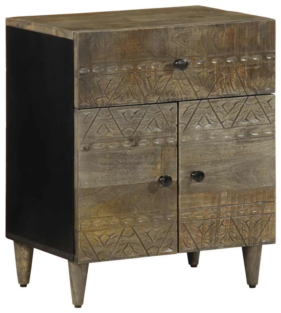 vidaXL Noptiera gri deschis 50x33x60 cm lemn masiv de mango