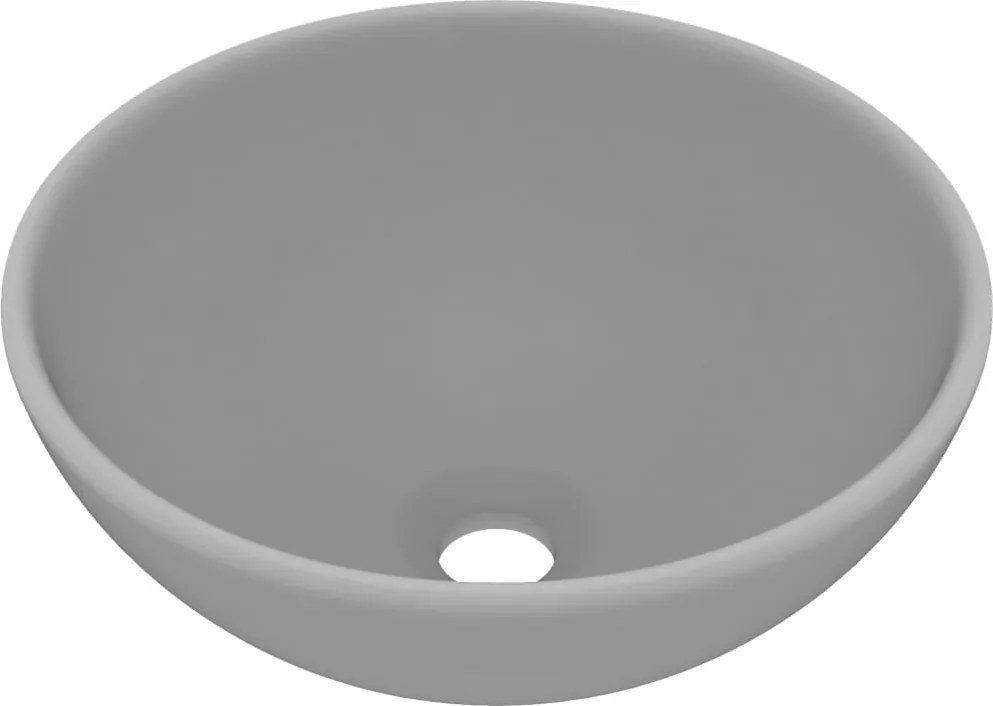 vidaXL Chiuvetă baie lux, gri deschis mat, 32,5x14cm, ceramică, rotund