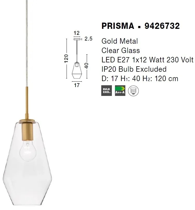 Lustra, Pendul design modern PRISMA, 17cm