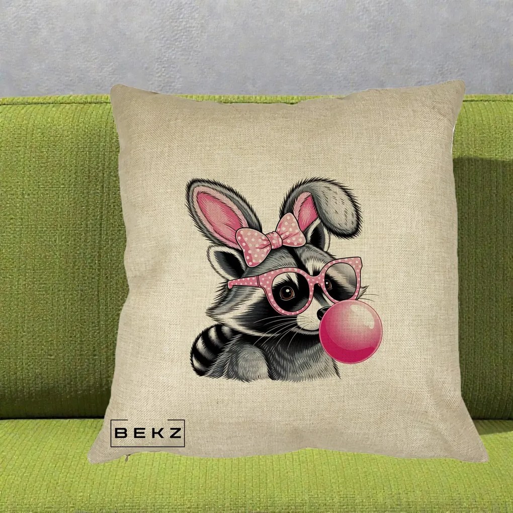 Perna Decorativa Raton cu Urechi de Iepure si Guma de Mestecat, 40x40 cm, Crem, Husa Detasabila, Perna Inclusa, BEKZ®