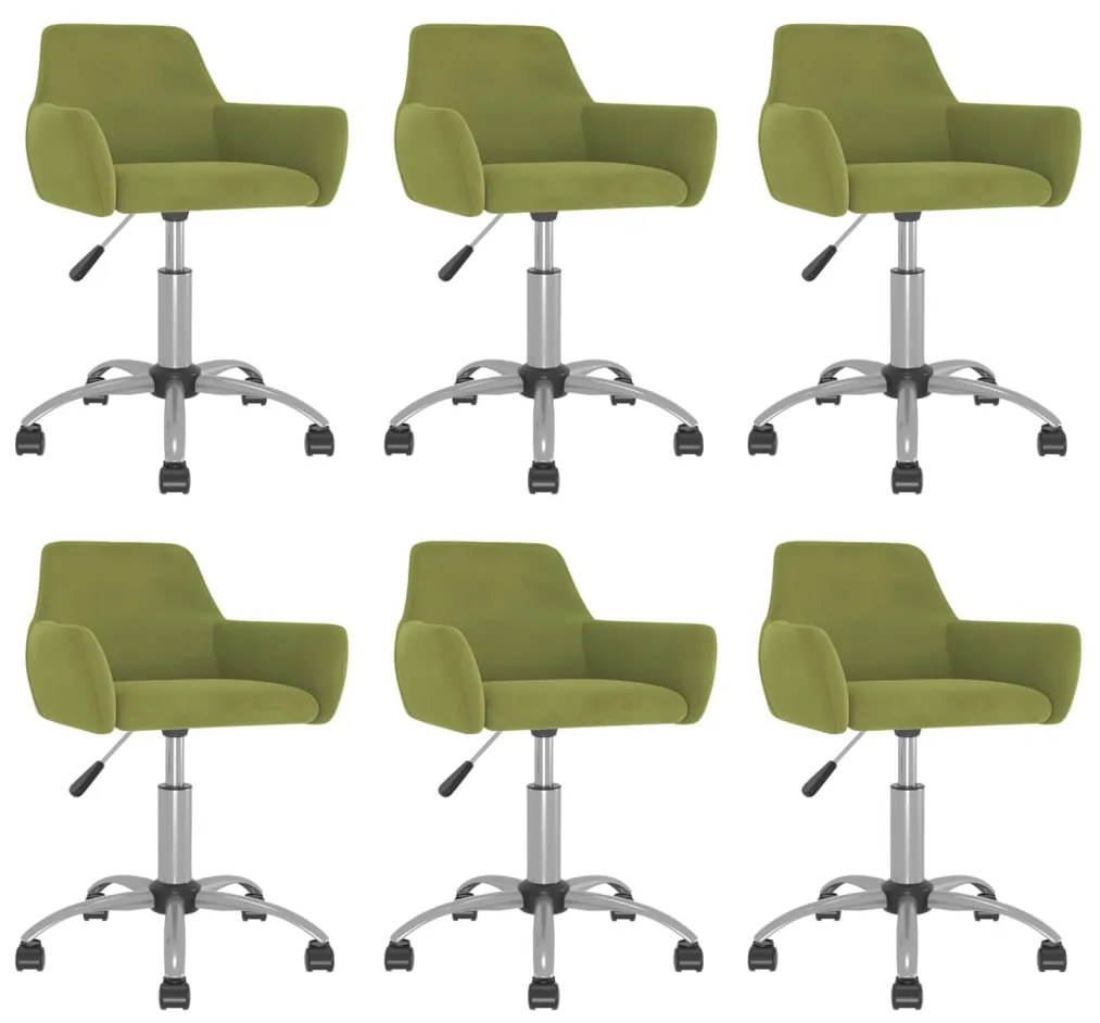 3092690 vidaXL Scaune de sufragerie pivotante 6 buc, verde deschis, catifea