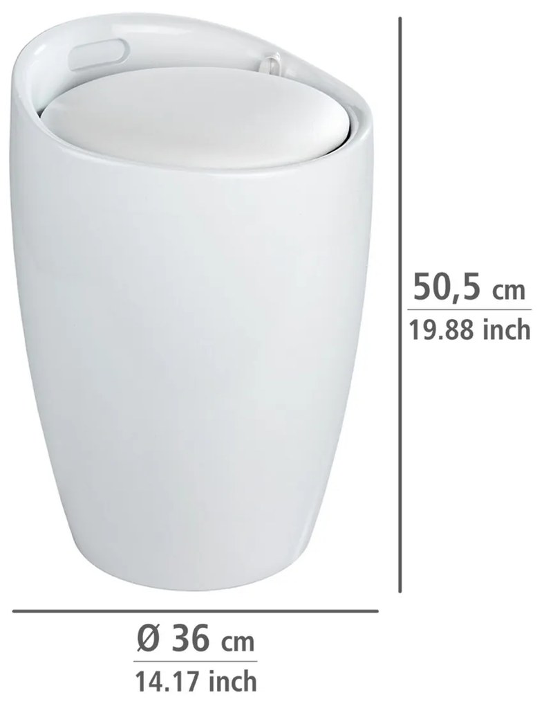 Wenko Scaun de baie cu spațiu pentru rufe Candy 20 l, alb