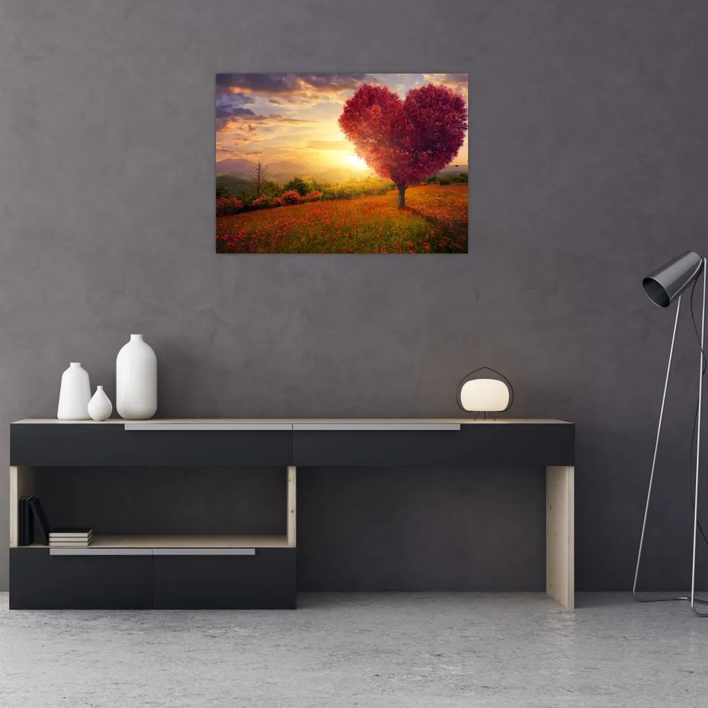Tablou cu copaci în forma de inimă (70x50 cm)