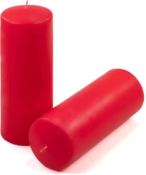 Set de lumânări stâlp, 20 cm, Ø 7,5 cm, roșu, 4 buc
