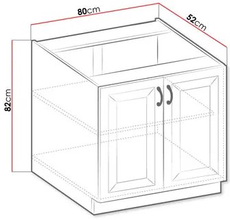 Dulap inferior de bucătărie Vintageline 80 D 2F BB (Alb) . 1103347