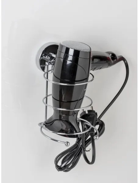 WENKO 20896100 - Suport pentru uscător de păr VACUUM-LOC MILAZZO 12x17 cm, crom lucios