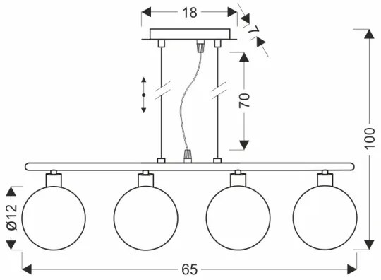 Lustră suspendată pe cablu SOMUL 4xG9/20W/230V, negru fumuriu