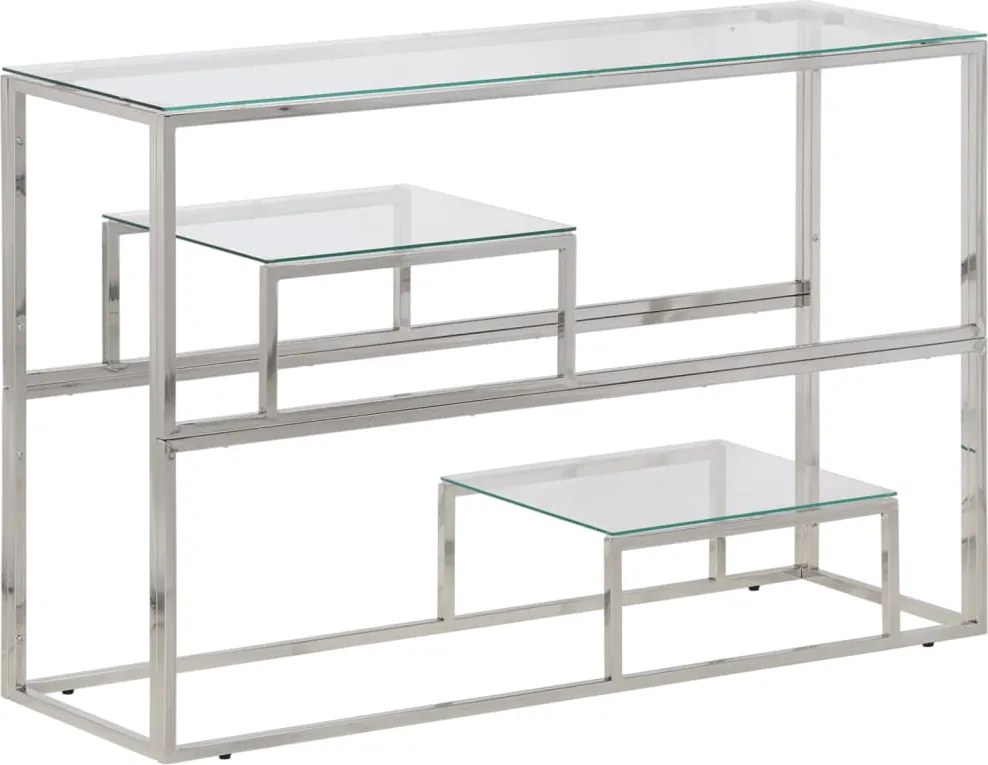 vidaXL Măsuță consolă, oțel inoxidabil argintiu și sticlă securizată