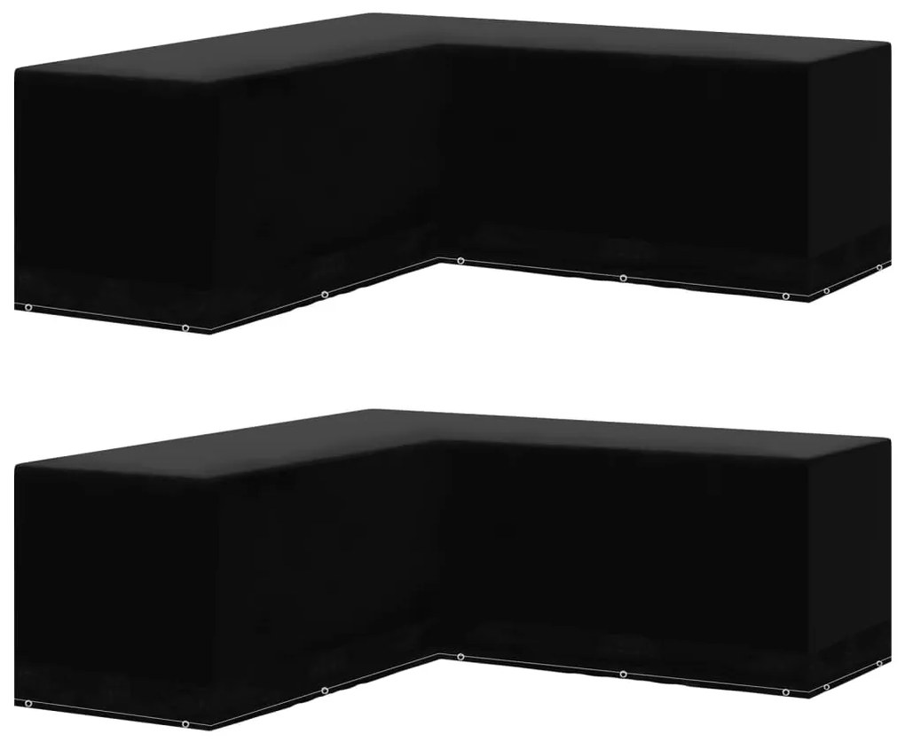vidaXL Huse mobilier grădină, 2 buc., în L, 12 ocheți, 250x250x90 cm