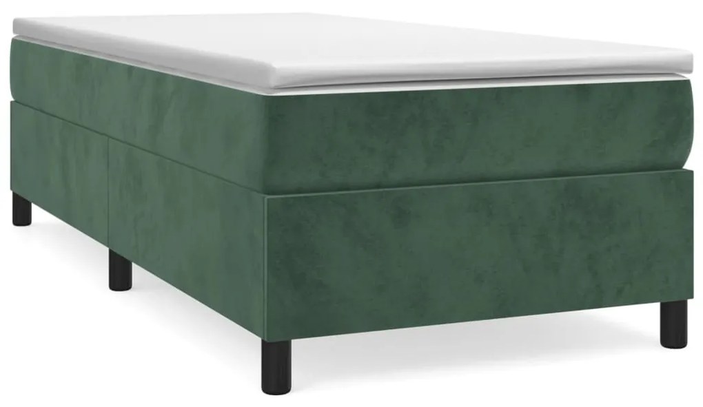 3121105 vidaXL Cadru de pat box spring, verde închis, 100x200 cm, catifea