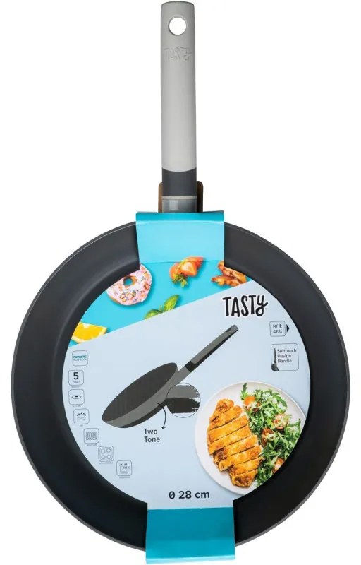 Tigaie Tasty 678533, 28 cm, Mаner moale, Aluminiu, Acoperire antiaderentа, Gri