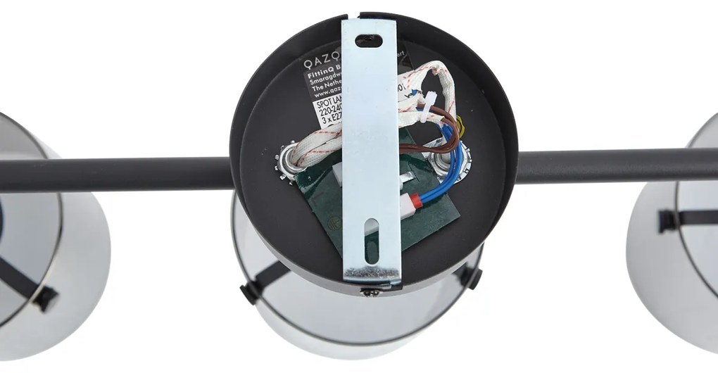 Spot de tavan negru cu sticlă fumurie cu 3 lumini - Domo