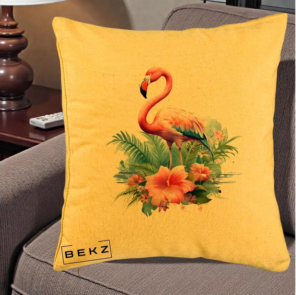 Perna Decorativa Raton in Halat Roz, 40x40 cm, Galben, Husa Detasabila, Perna Inclusa, BEKZ®