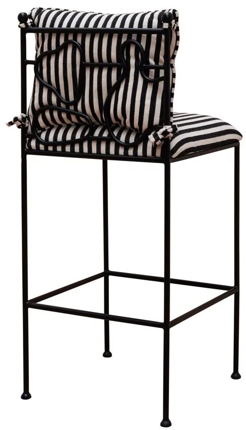 Scaun de bar cu dungi, din bumbac si metal, Abstract Springs