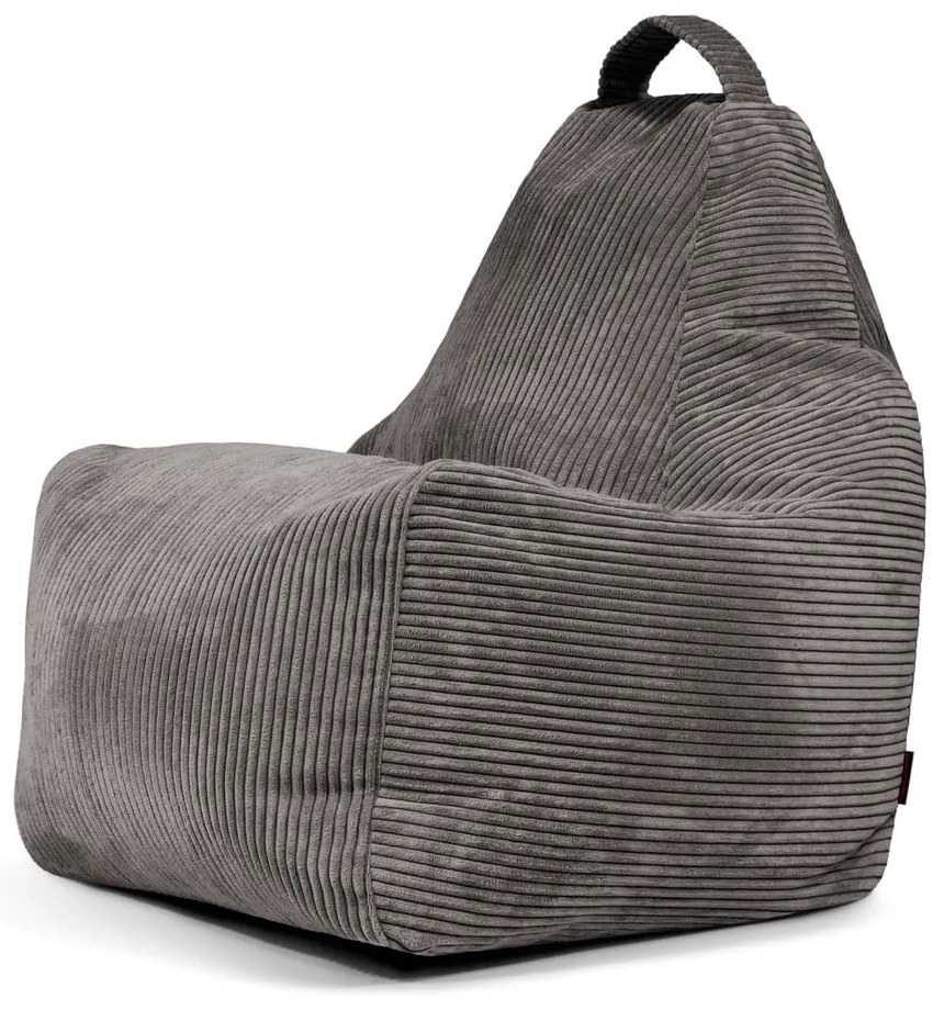 Fotoliu bean bag gri închis cu tapițerie din catifea reiată Play Amuse – SLOWDOWN