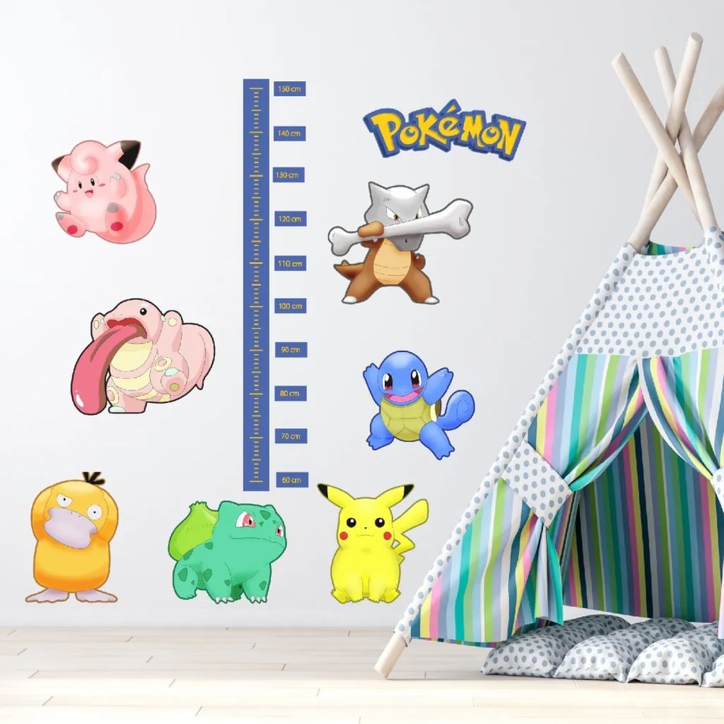 PIPPER. Autocolant textil de perete "Contor pentru copii - Pokemon”