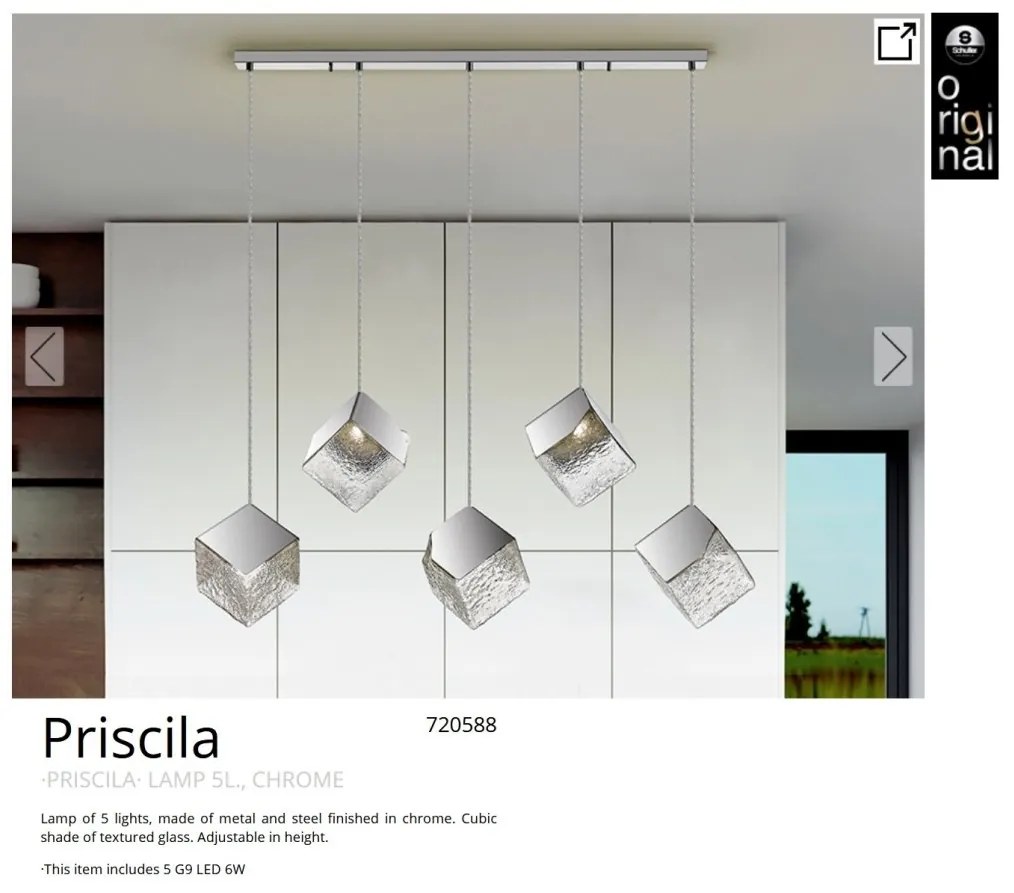 Lustra moderna cu 5 Pendule design decorativ Priscila crom