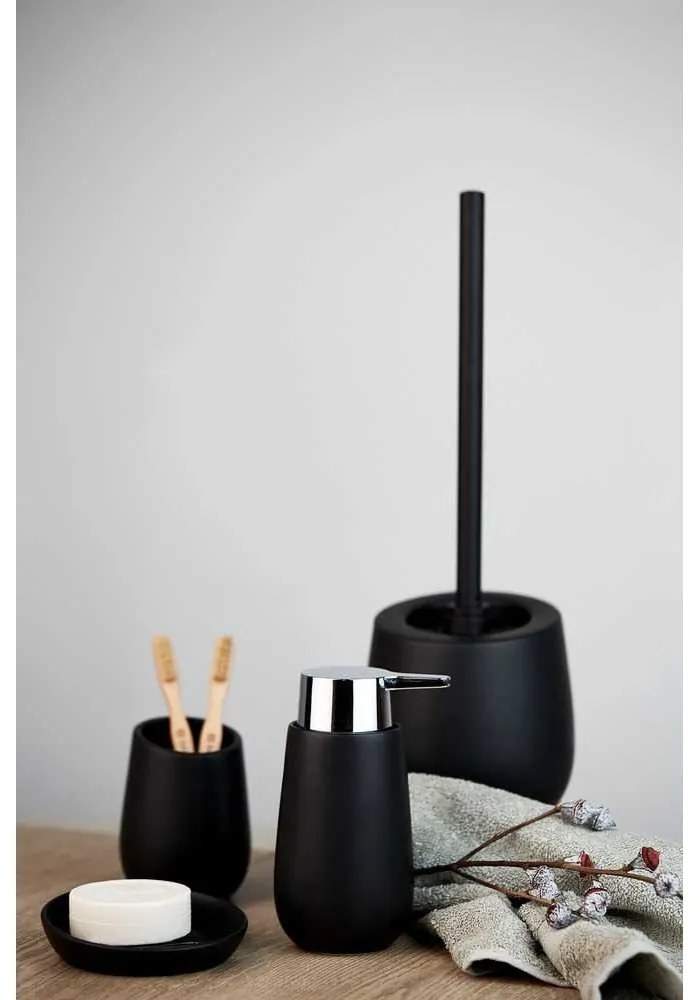 Perie de WC negru-mat din ceramică Badi – Wenko