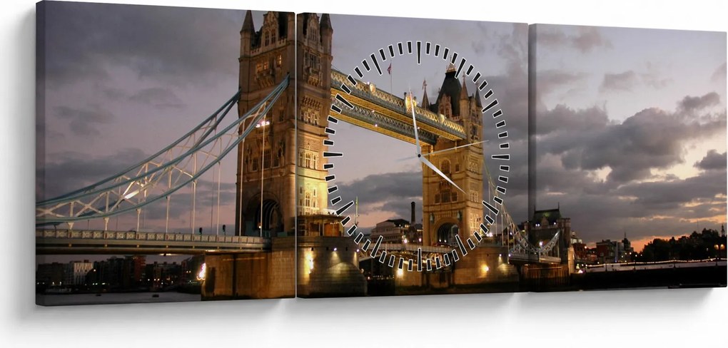 Tablou - Tower Bridge la noapte (cu ceas) (90x30 cm)