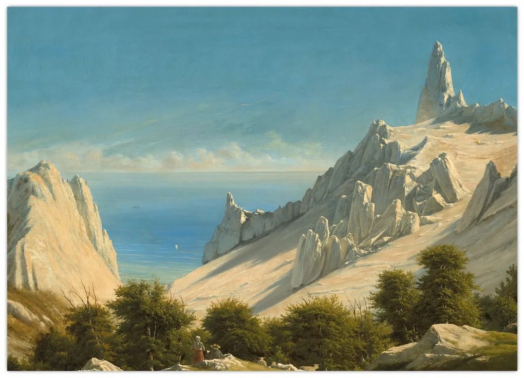 Tablou pe sticlă - Georg Emil Libert, View of Sommerspiret, the Cliffs of Møn, reproducere (70x50 cm)