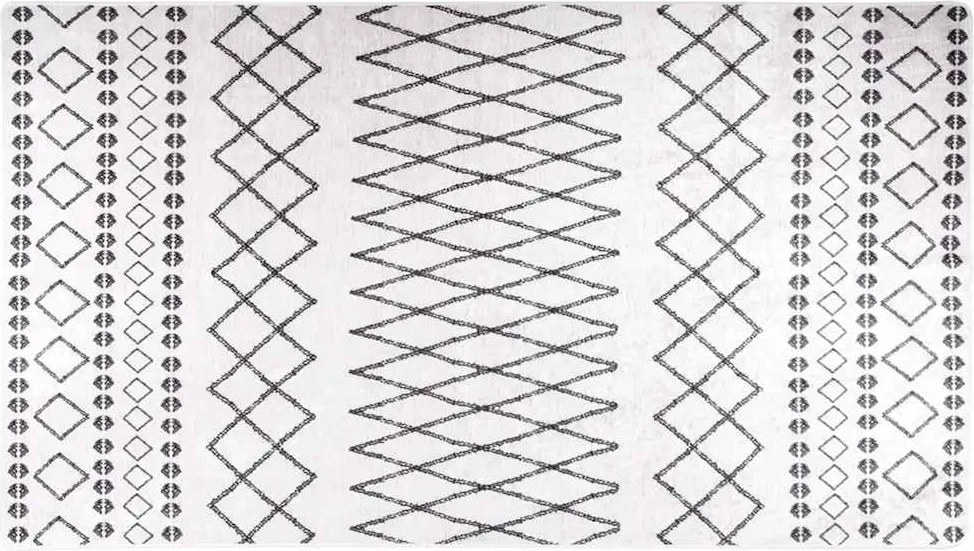 vidaXL Covor lavabil, negru și alb, 190x300 cm