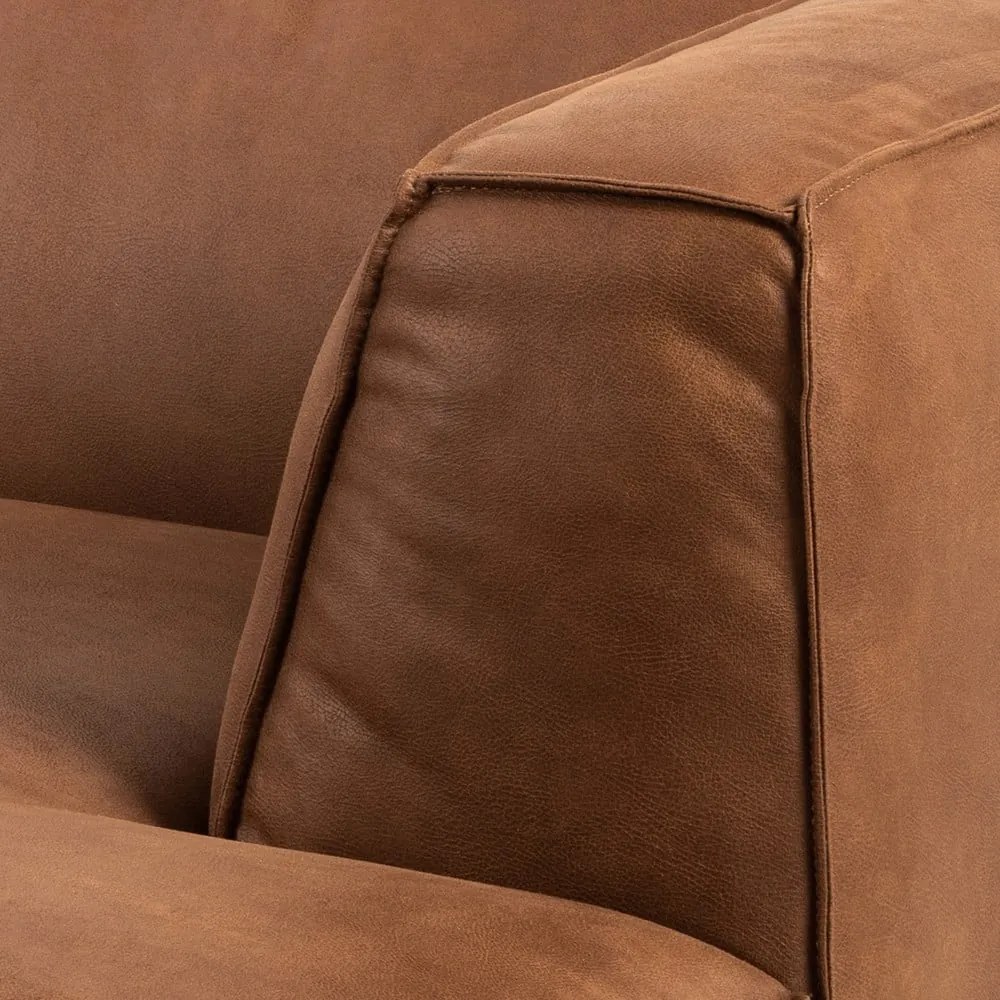 Canapea maro coniac cu tapițerie din imitație de piele 208 cm Fairfield Kentucky – Bonami Selection