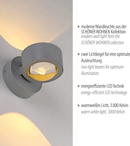 Schöner Wohnen 19331-21 - Aplica de perete LED CHIA 2xLED/2W/230V antracit