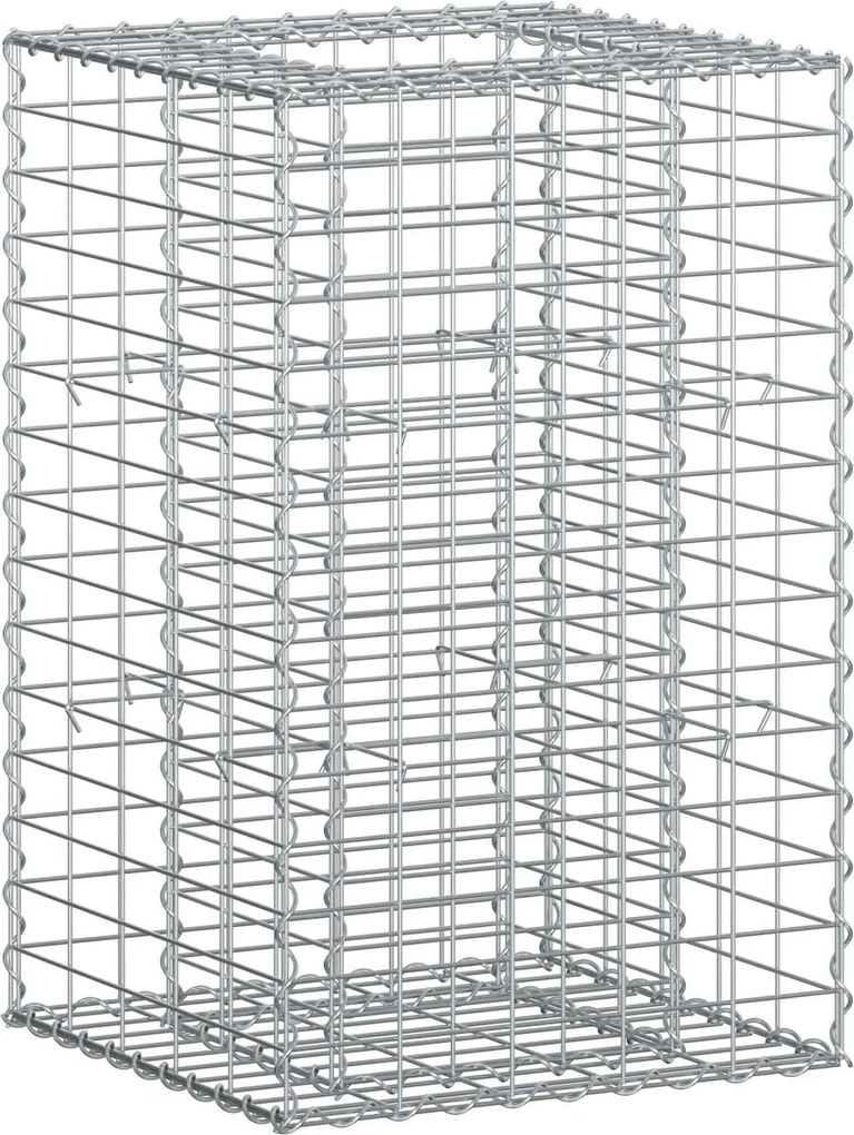 vidaXL Pat ridicat din gabion Argintiu 50 x 50 x 80 cm Oțel Galvanizat