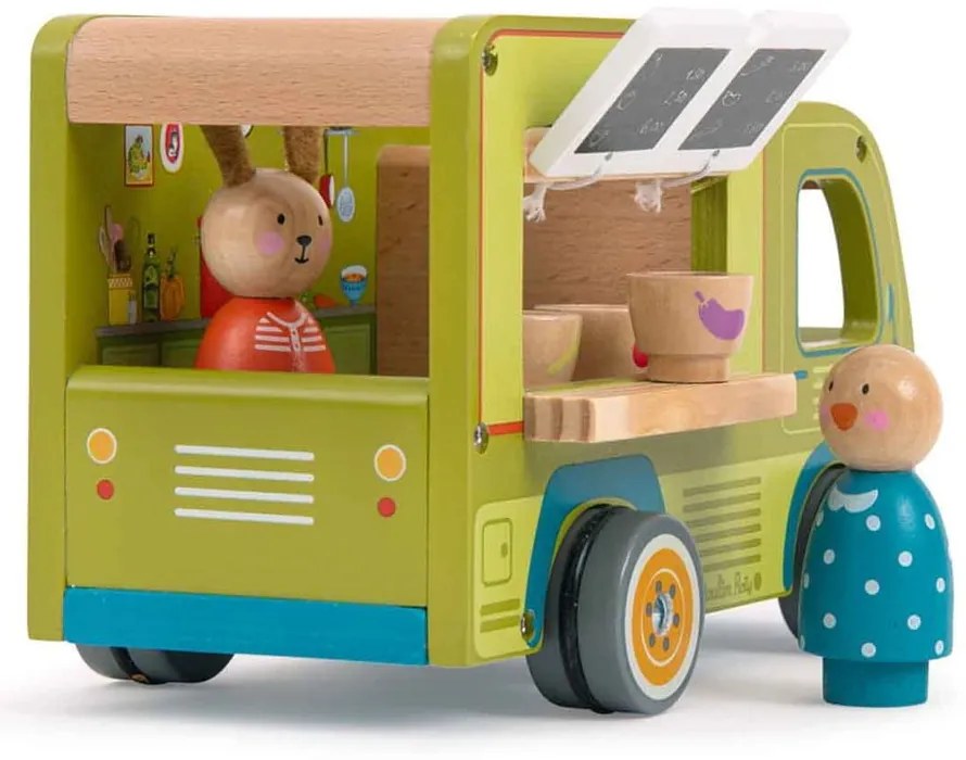 Mașinuță din lemn La Grande Famille Food Truck – Moulin Roty