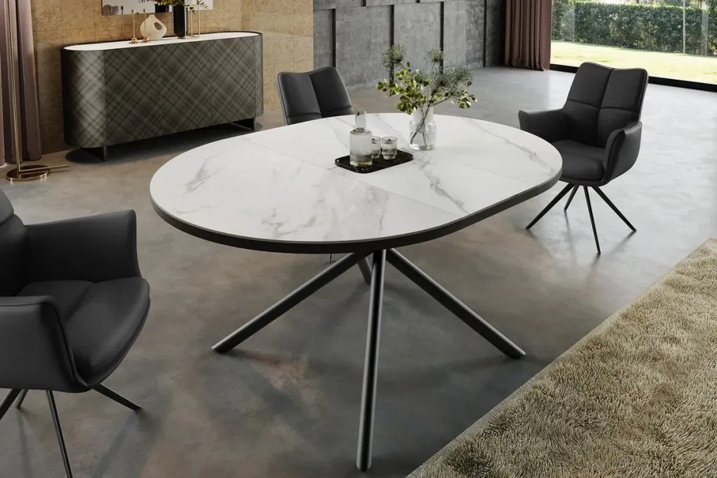 Masa ovala extensibila, Ceramica Alba, MIKADO 120-160cm A-46503 VC