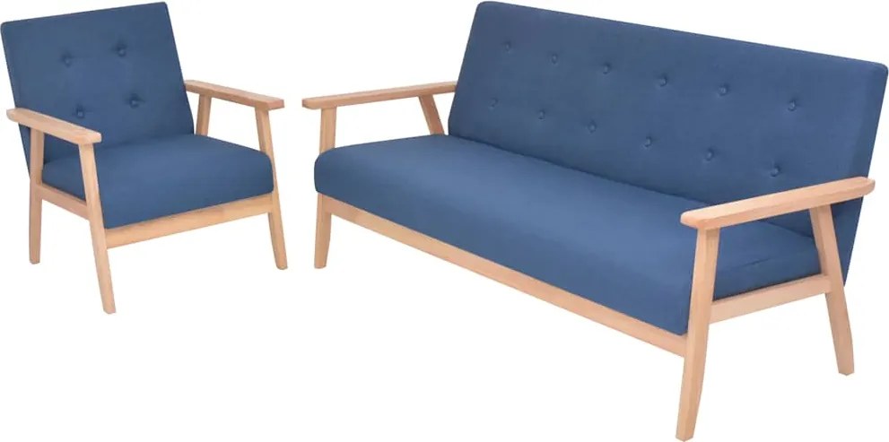 vidaXL Set canapea, 2 piese, textil, albastru