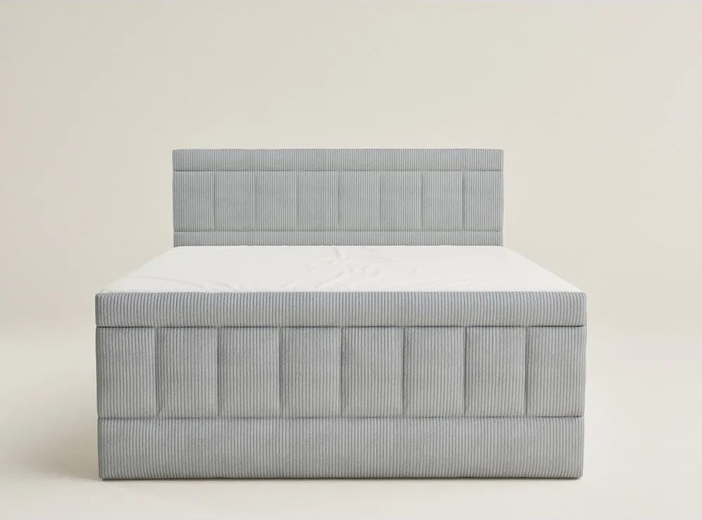 Pat boxspring gri cu spațiu de depozitare 160x200 cm Caya – Maison de Rêve