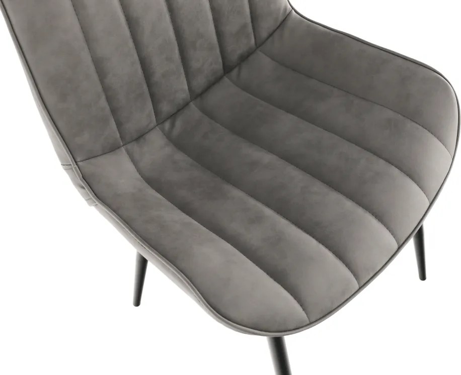 Scaun, piele ecologică gri deschis/negru, HAZAL