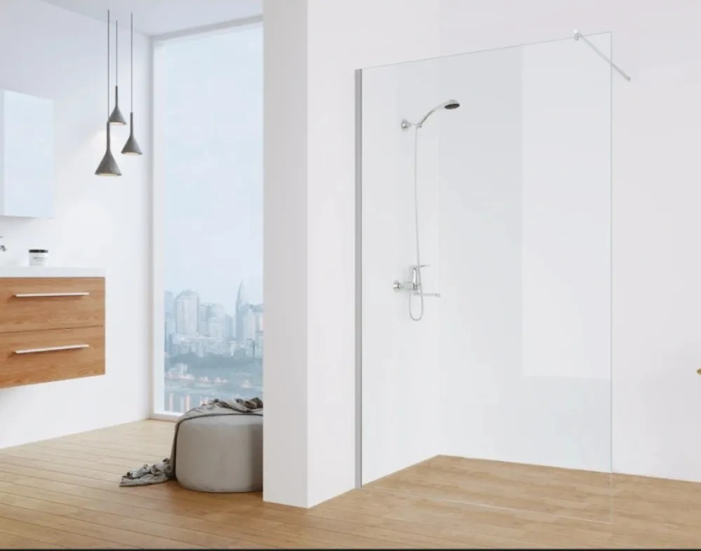 Paravan de Dus Walk-In HouseXL UrbanGlass Premium, 90x190 cm, Sticla Securizata 8mm, Transparent, Profil Crom