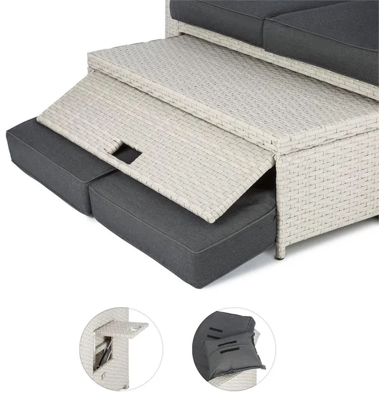 Zona de confort Rattan canapea pentru camera de zi, cu două locuri, din răchită 121x86x99cm 10cm, plianta siextensibila, alba
