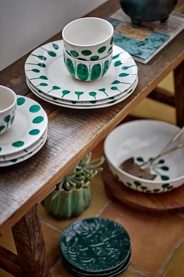 Bol ceramic cu finisaj verde natural – Linora