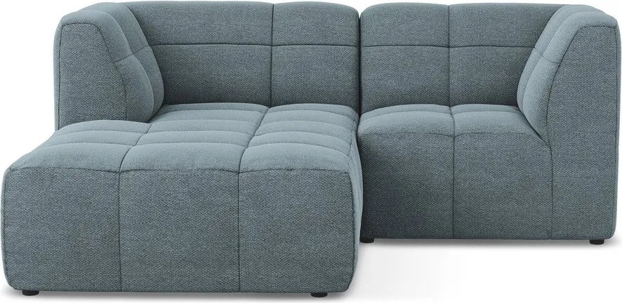 Colțar albastru cu tapițerie din țesătură bouclé (cu colț pe partea stângă/cu șezlong) Aloha – Makamii