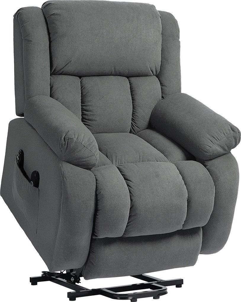 HOMCOM Fotoliu de Ridicare și Înclinare cu 2 Buzunare și Telecomandă, Gri | Aosom Romania