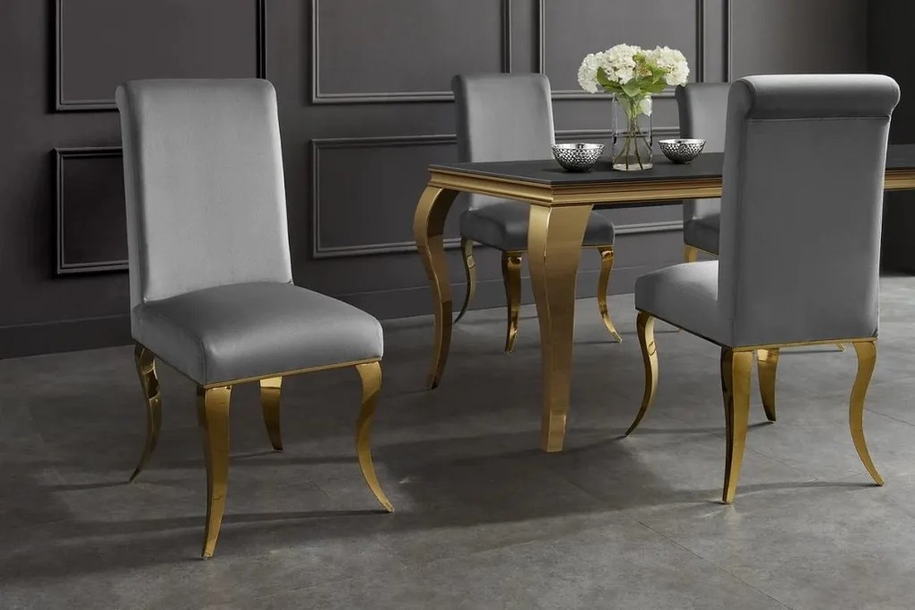 Set 2 scaune stil baroc Modern Barock, gri/ auriu