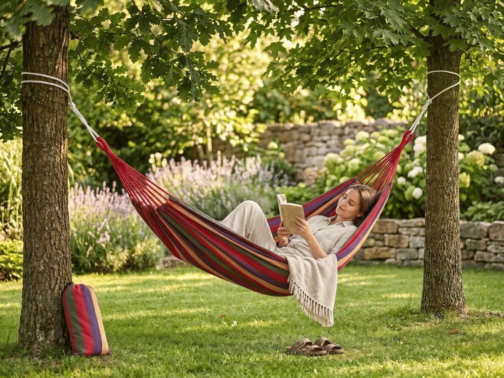 Hamac ZENVIO 200x100 cm, rosu + geanta gratuita