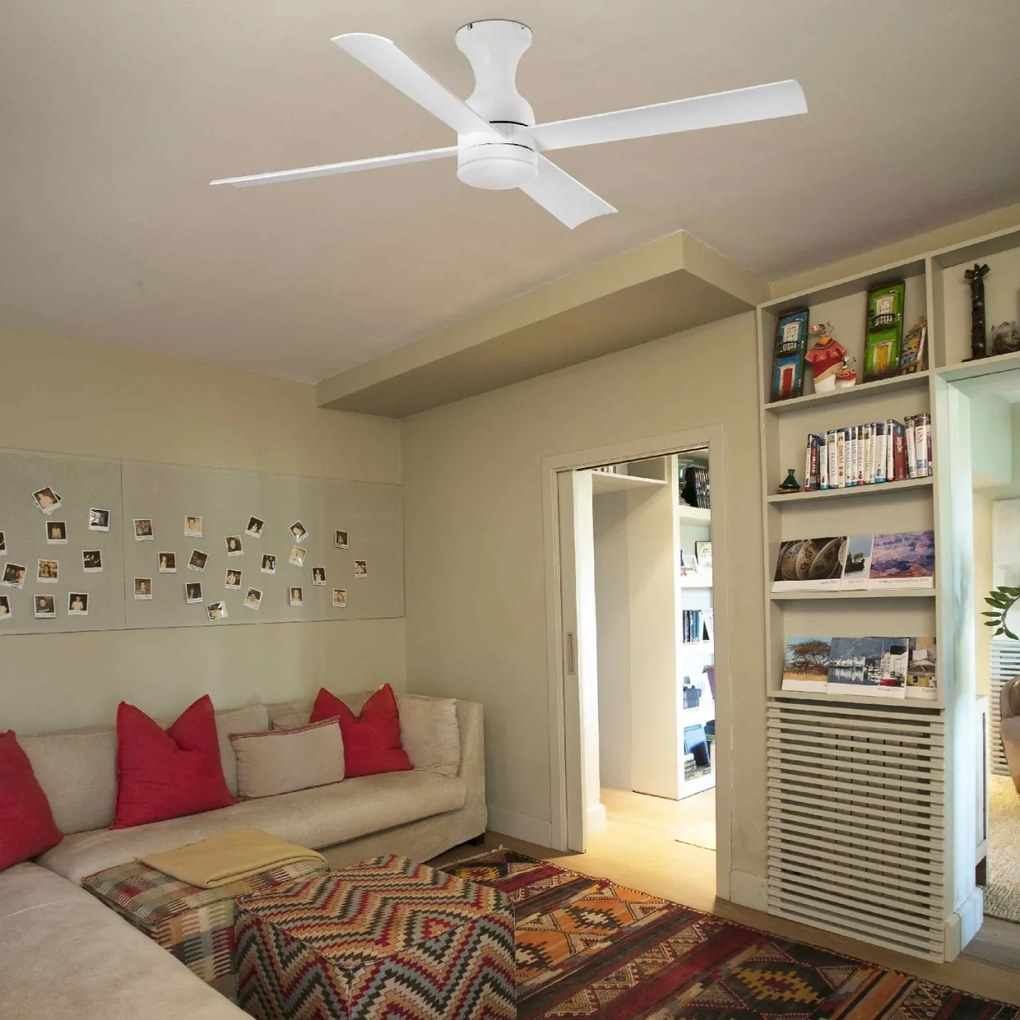 Lustra LED cu Ventilator si telecomanda design modern FRASER alba