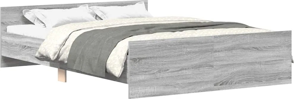 vidaXL Cadru de pat cu tăblie la cap/picioare, gri sonoma, 140x190 cm