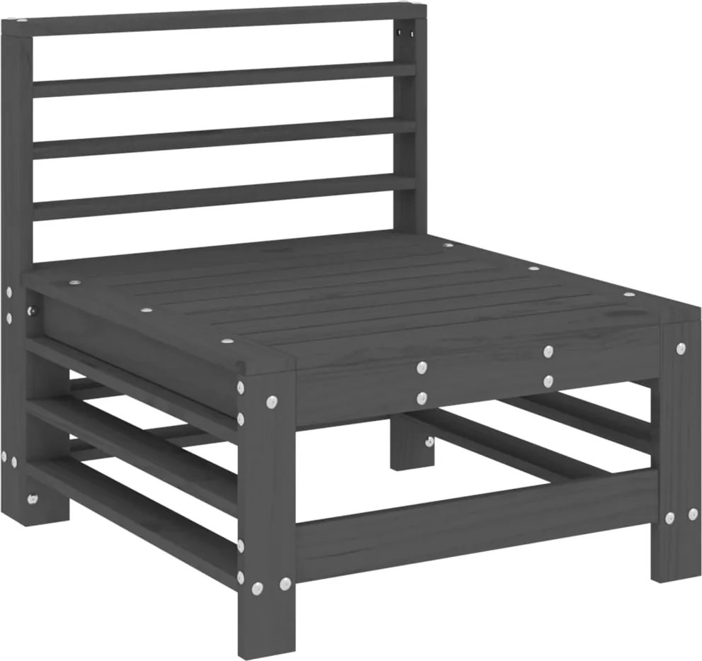 vidaXL Canapele de mijloc pentru grădină, gri, lemn masiv pin