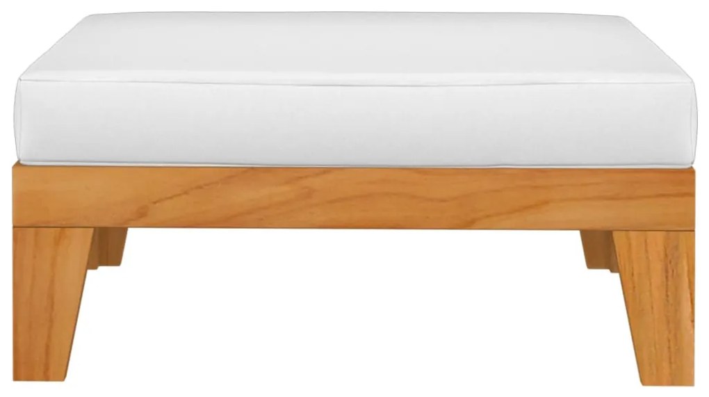 312152 vidaXL Taburet modular, cu pernă alb crem, lemn masiv de acacia