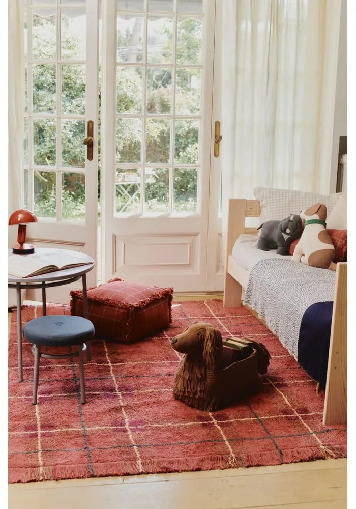 Covor roșu lavabil, țesut manual din bumbac 90x120 cm Tartan Vintage Red – Lorena Canals