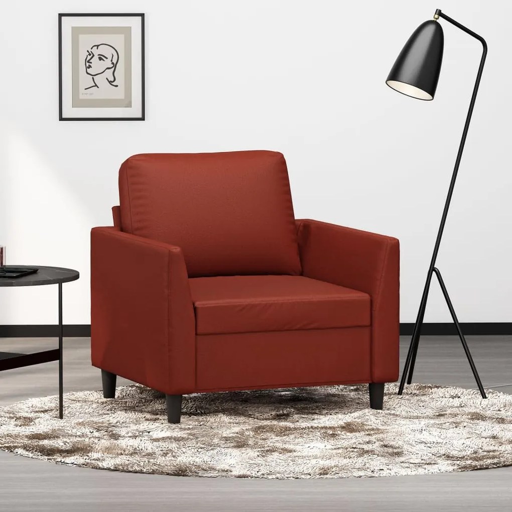 348909 vidaXL Canapea de o persoană, roșu vin, 60 cm, piele ecologică