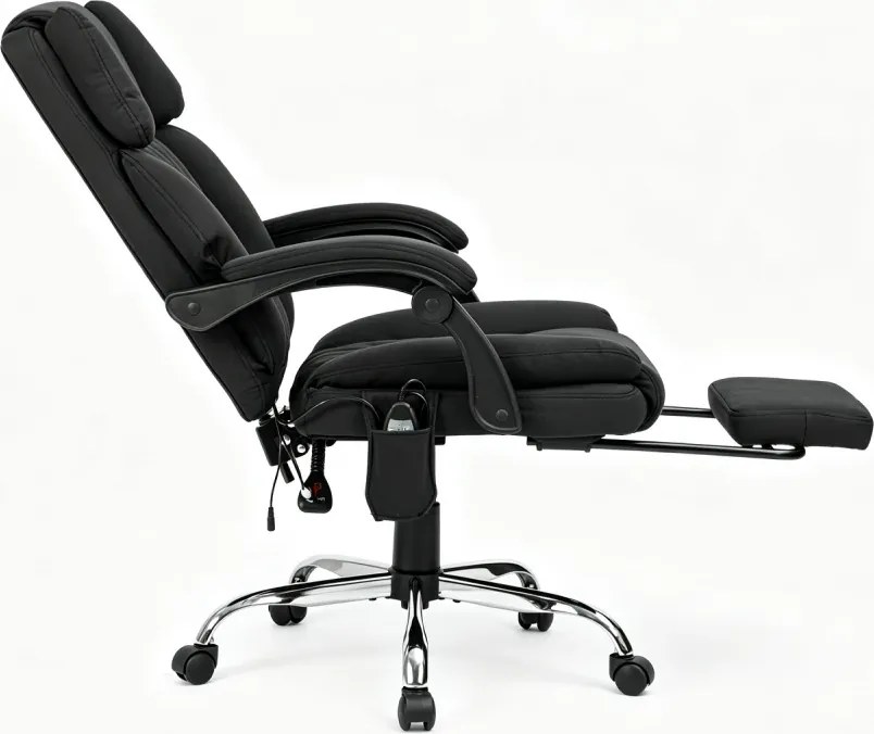 PRESTIGE FABRIC OC-514 PRO – Scaun Directorial Tapițerie Premium Dublu Strat Anti-Zgâriere, Masaj în 7 Puncte, Mecanism Multifuncțional, Suport Picioare, Bază Cromată, Negru