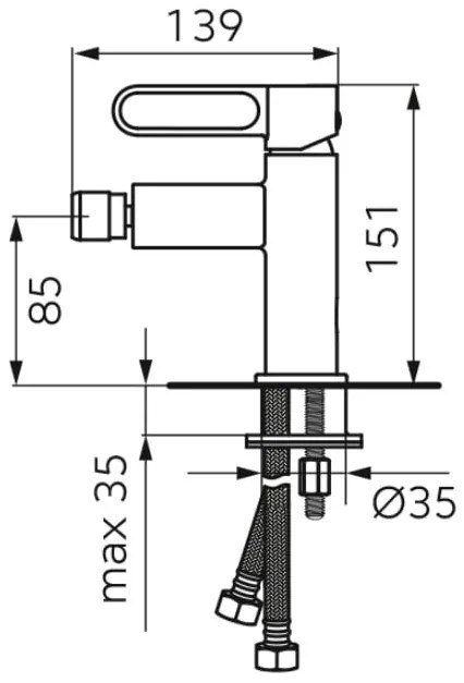 Baterie bideu FDesign Zaffiro, cu ventil, auriu lucios - FDSFD1-ZFR-6-55